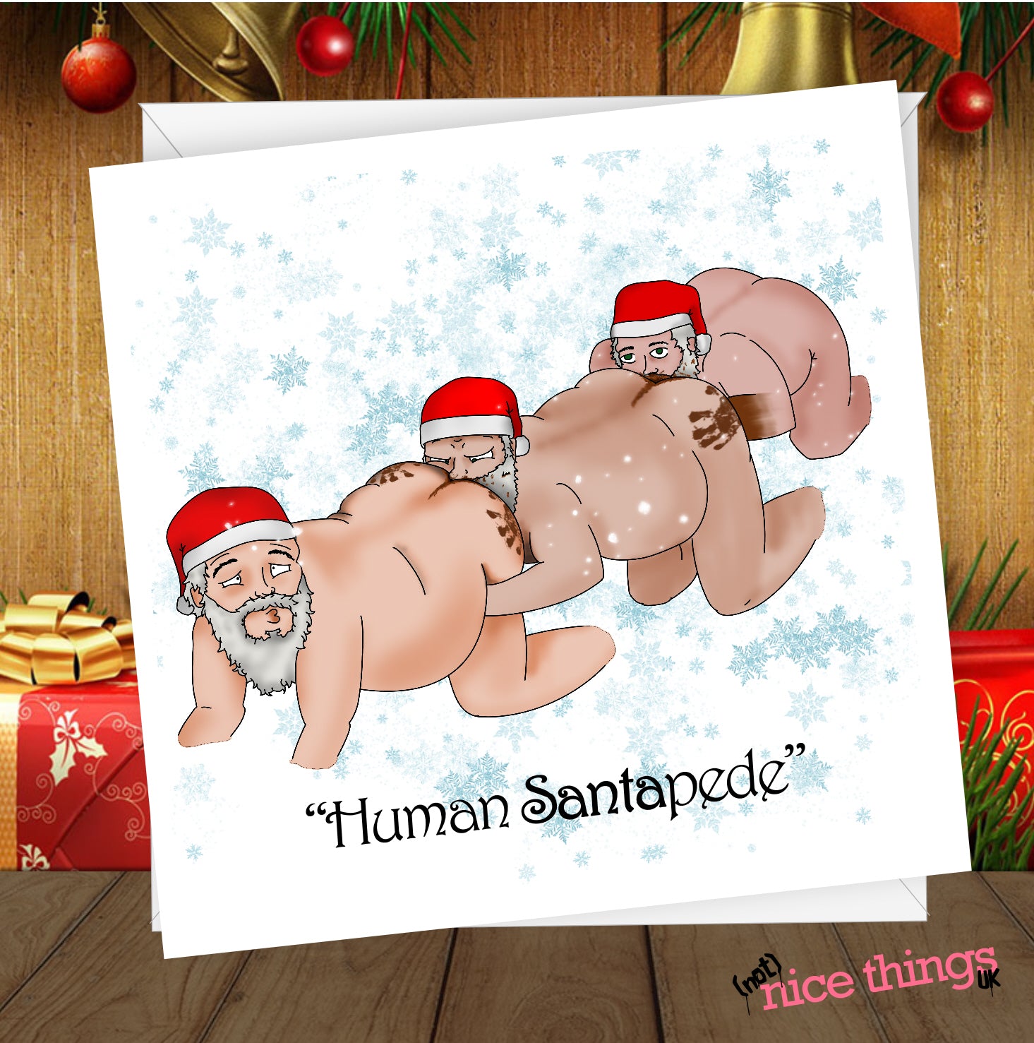 Not Nice Human Santapede- Adult, Rude, Funny Christmas Card Rude, Funny Christmas Card  | Dirty Card | Cards for Friends | Fun gifts for him | Fun gifts for her | Joke cards