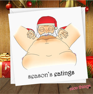 Seasons Eatings, Funny Christmas Card, Rude Christmas Card, Naughty Greetings Card for Her, Girlfriend, Wife