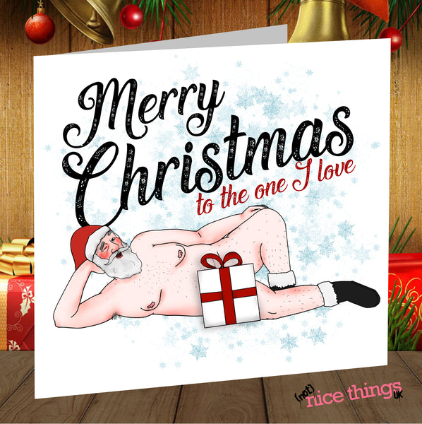 Naughty Santa Funny Christmas Card, Rude Christmas Greetings Card, Cards For Him, For Her, Boyfriend, Girlfriend
