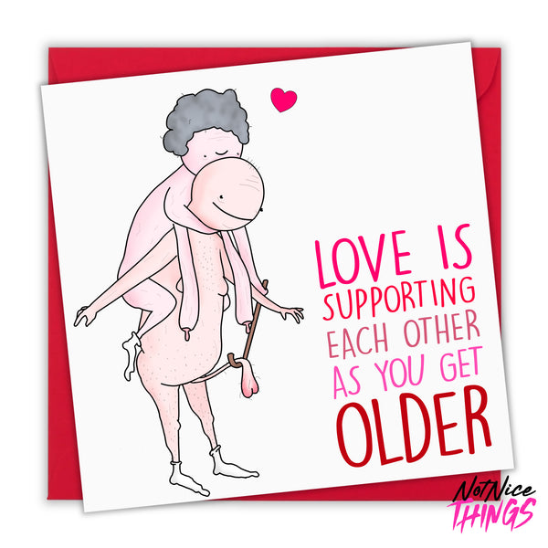 Rude Valentines Card, Funny Cards for Husband, Wife, Fiance, Funny Anniversary Card, Saggy Boobs, Balls, Wedding Anniversary, Old Age, Cute Card for Him, Her