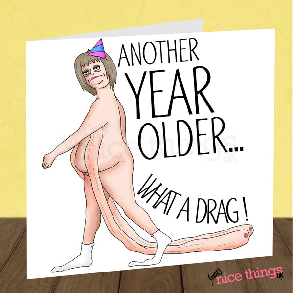 funny long boobs birthday card for her, rude card mom, for wife, for friend, funny menopause card