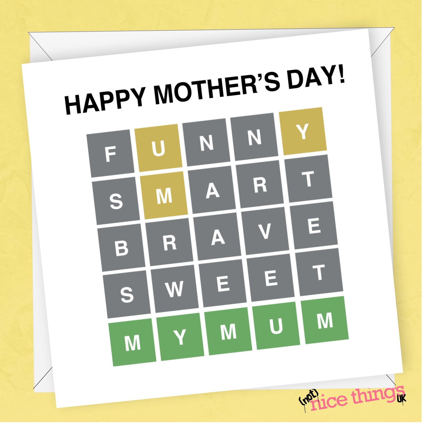 Wordle Mothers Day Card, Funny Card for Mum, Sweet Mothers Day Card, Wordle Game, Scrabble, Crossword Puzzle