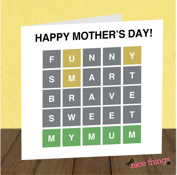 Wordle Mothers Day Card, Funny Card for Mum, Sweet Mothers Day Card, Wordle Game, Scrabble, Crossword Puzzle